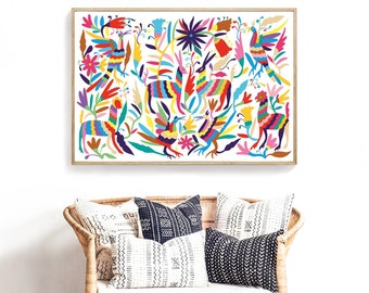 Otomi Mexico. Wall hanging 24x36in. Big Size Print. Otomi indian. Mexican folk art. Printable wall art. Wall art prints. Otomi 20x30in