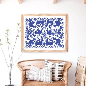 Impresión otomí de gran tamaño: Arte popular mexicano para decoración del hogar (50 x 66 cm) (Descarga digital)