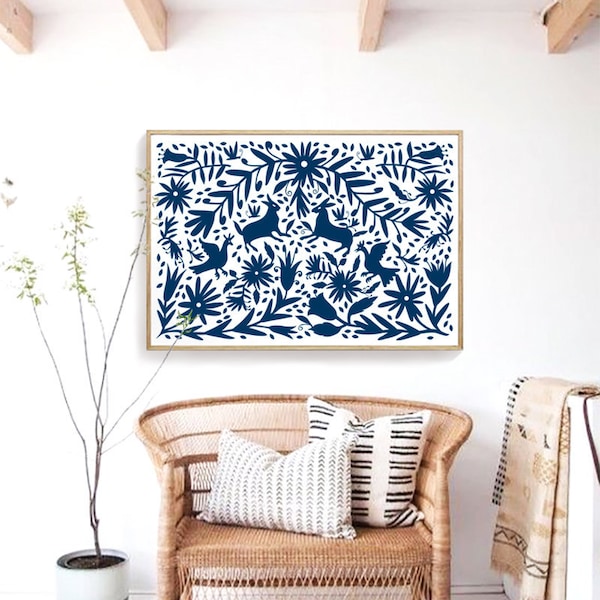 Large wall art/Otomi Mexico/Otomi hanging/Mexican folk art/Otomi print/Wall hanging/Otomi wall art/Printable wall decor/Otomi/Cozy prints