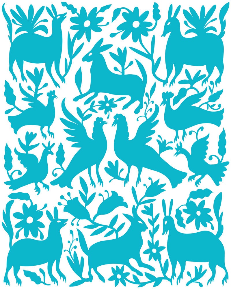 Mint Otomi Art Print: Mexican Folk Art Wall Hanging (digital Download ...