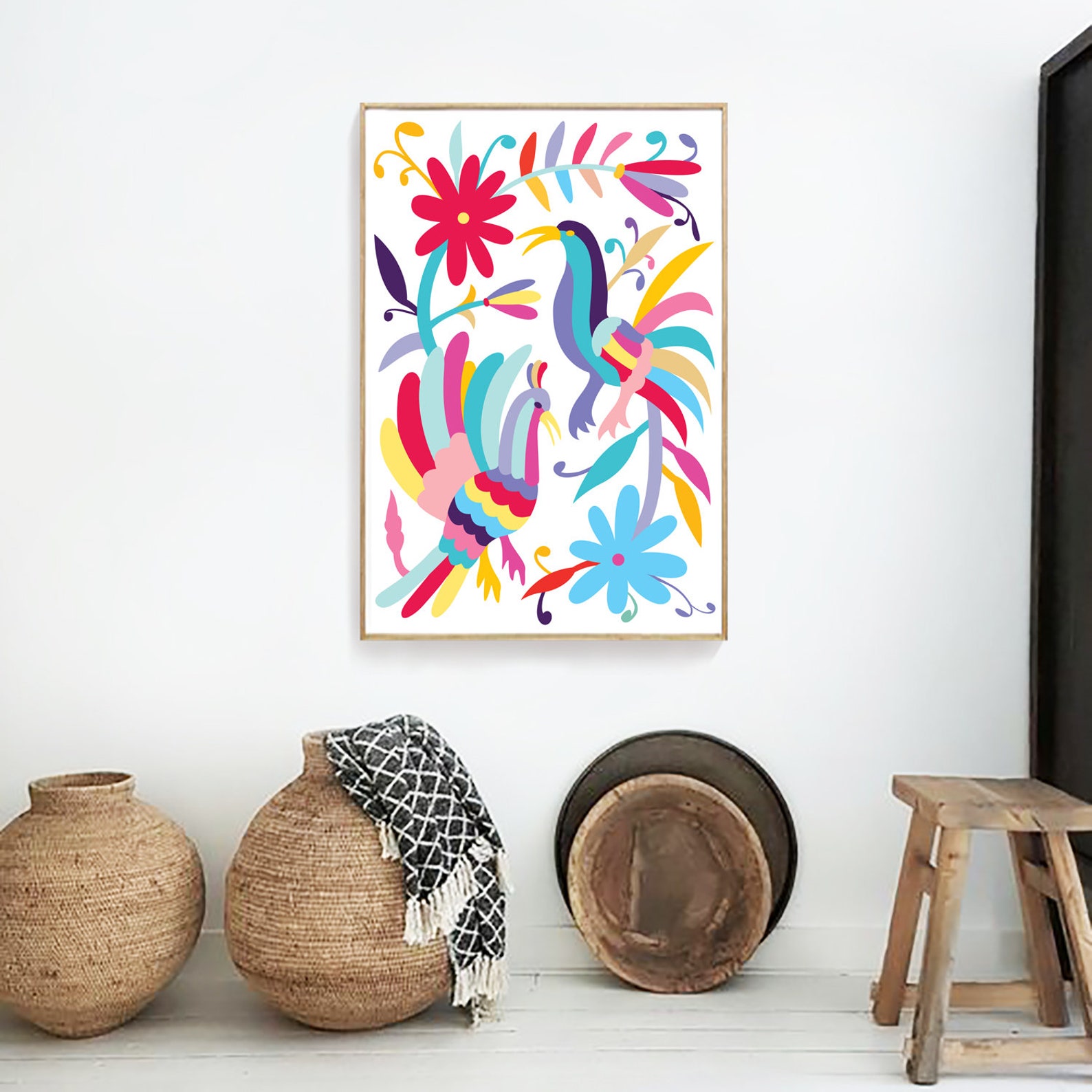 Colorful Otomi Birds Print: Mexican Folk Art Wall Decor (24x36 ...