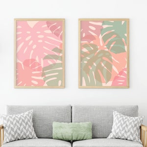 Monstera Deliciosa - monstera leaves printable art. Variegated monstera. Monstera albo. Tropical leaf print. Printable tropical wall art.