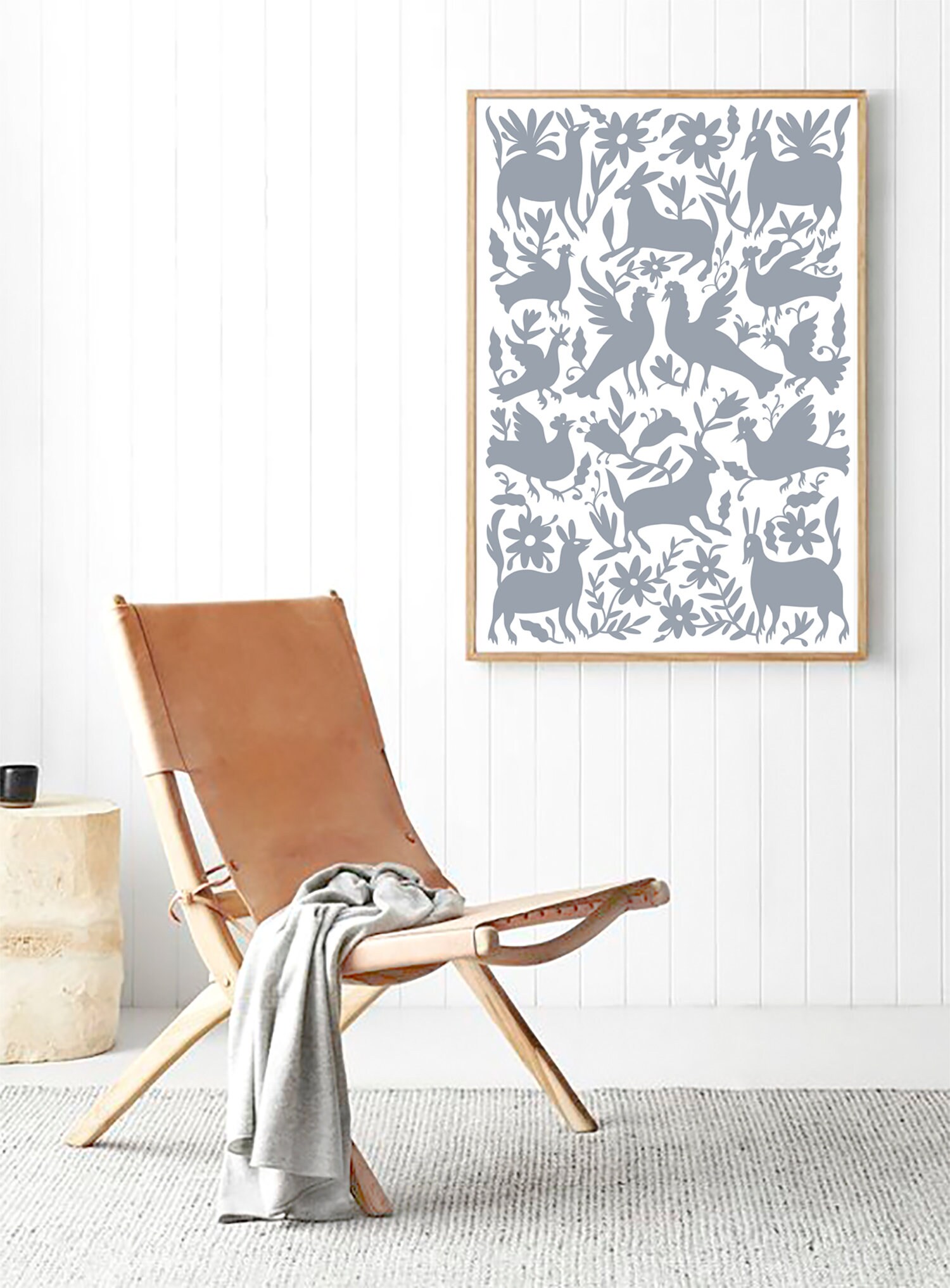 Otomi Wall Art Print: Mexican Folk Art, Gray Animals (digital Download ...