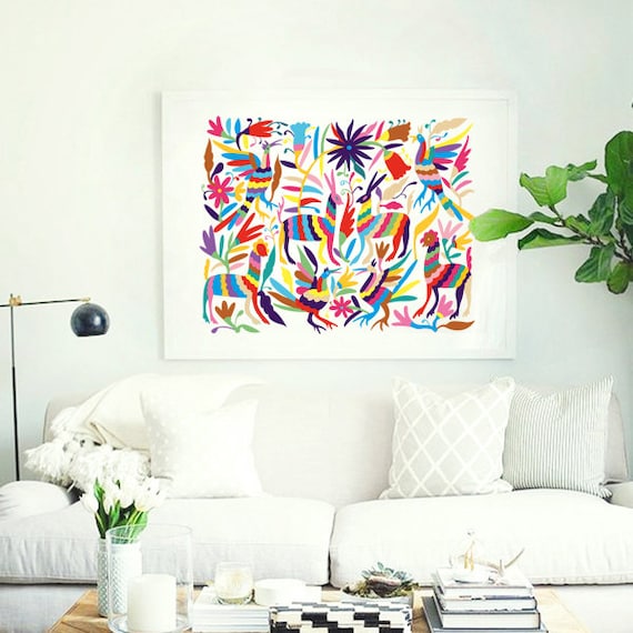 Wall Hanging Mexico Otomi Big Size Print Art Prints Home Decor Room Able 20x26 28x36
