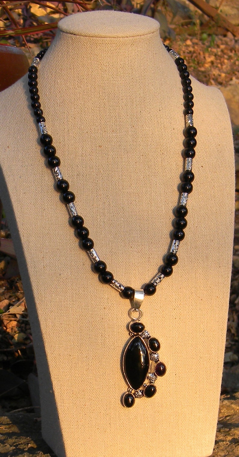 Beaded Necklace Striking Jet Black Beaded Necklace Unique Etsy
