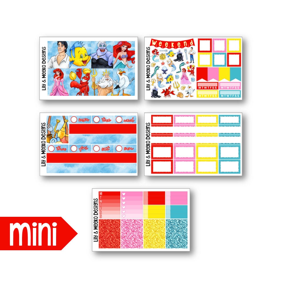 Ariel | Little Mermaid Disney Planner Sticker Kit Weekly Vertical | for ...