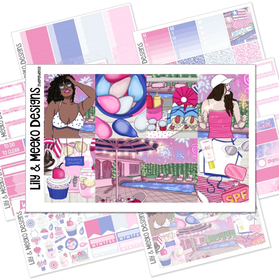 Independence | Planner Sticker Kit Weekly Vertical | For use in Erin Condren Life Planner, A5Wide A5W Happy Planner | kittenish 4th of july