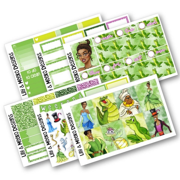 Princess & the Frog | Tiana Planner Sticker Kit | Vertical Happy Michaels Recollection PP Weeks Hobonichi Techo 1.5" disney disneyland world