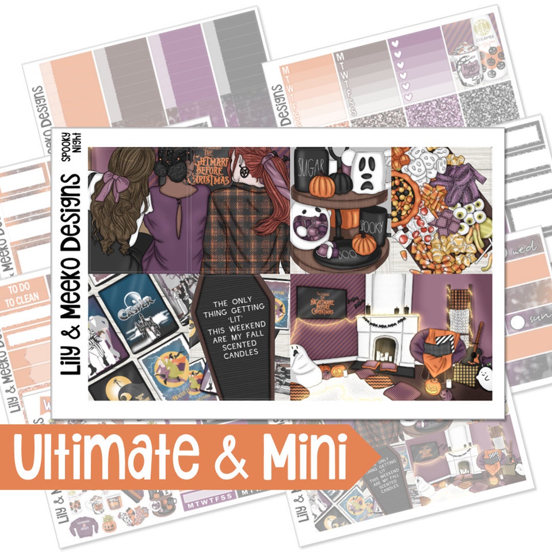 Spooky Night | Planner Sticker Kit Weekly Vertical | for Use in Erin ...