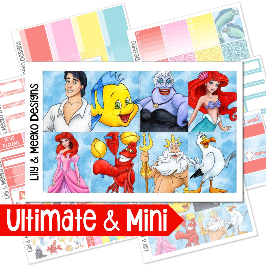 Ariel | Little Mermaid Disney Planner Sticker Kit Weekly Vertical | for ...