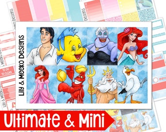 Ariel | Little Mermaid Disney Planner Sticker Kit Weekly Vertical | For use in Erin Condren Life Planner, A5Wide A5W, Happy WDW Disneyland