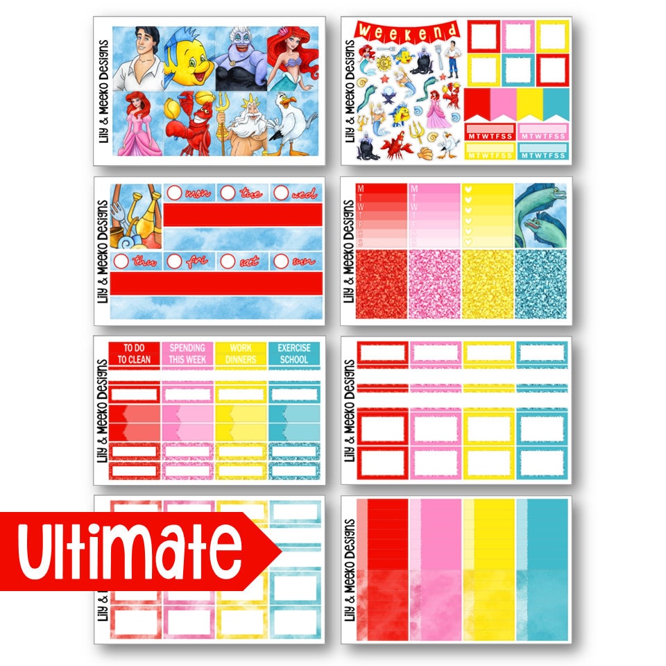 Ariel | Little Mermaid Disney Planner Sticker Kit Weekly Vertical | for ...