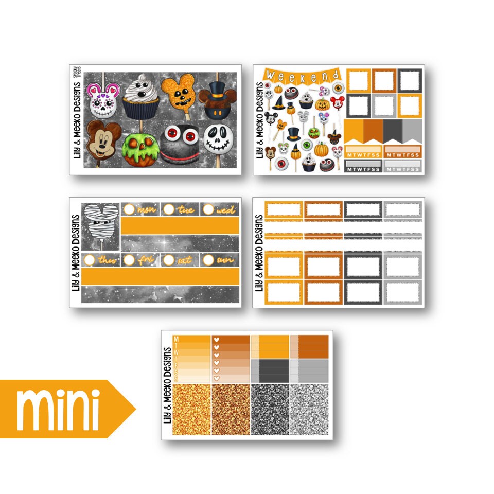 Spooky Treats | Disney Halloween Planner Sticker Kit Weekly Vertical ...