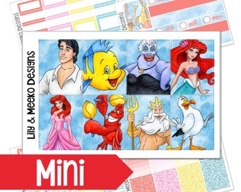 Ariel Mini | Planner Sticker Kit Weekly Vertical | For use in Erin Condren Life Planner A5Wide A5W Happy | Full Box Disney little mermaid