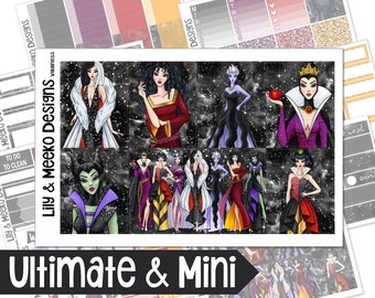 Villainess | Disney Halloween Planner Sticker Kit Weekly Vertical | For use in Erin Condren Life Planner, A5Wide A5W, Happy WDW disneyland