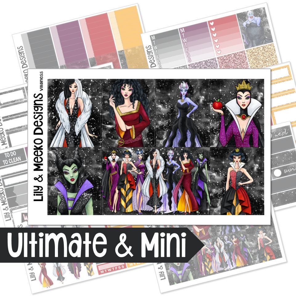 Villainess | Disney Halloween Planner Sticker Kit Weekly Vertical | For use in Erin Condren Life Planner, A5Wide A5W, Happy WDW disneyland