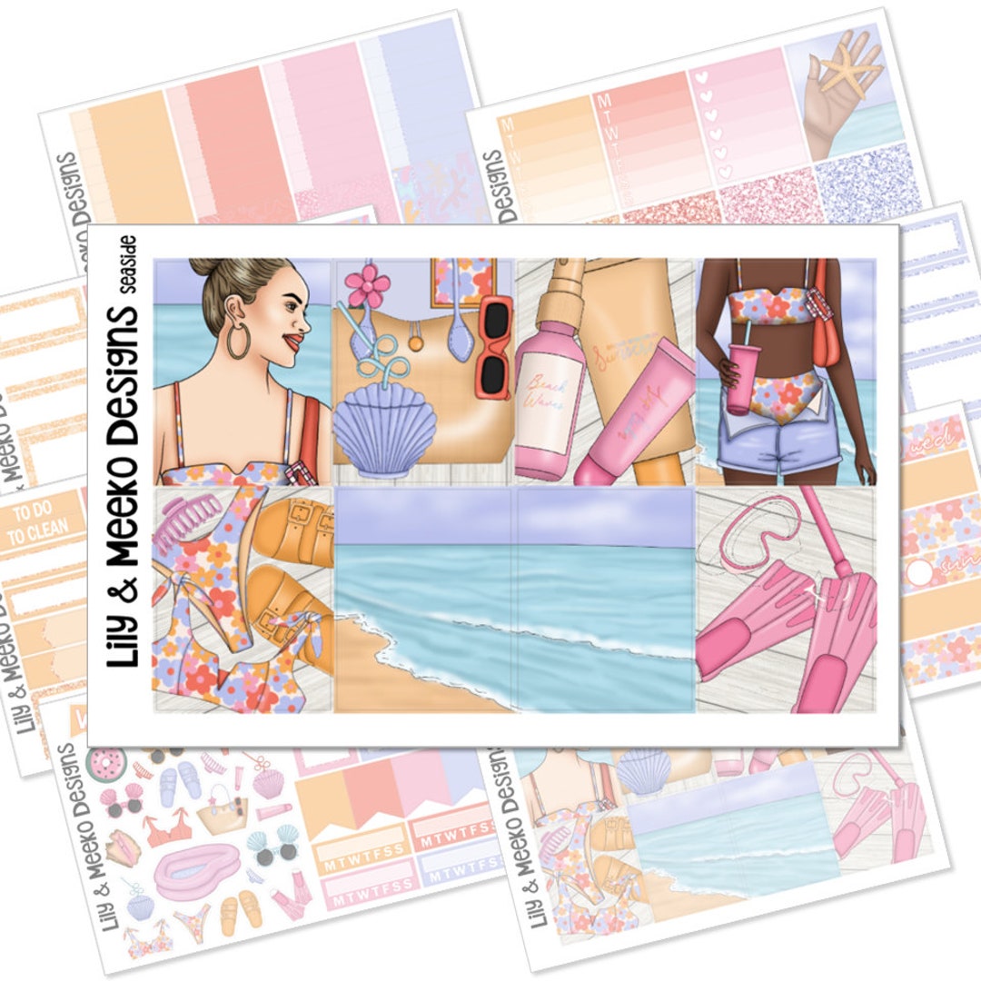 Seaside | Planner Sticker Kit Weekly Vertical | for Use in Erin Condren ...