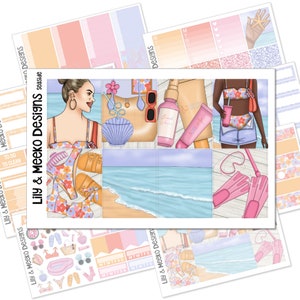 Seaside | Planner Sticker Kit Weekly Vertical | For use in Erin Condren Life Planner, A5Wide A5W MAMBI Happy Planner | Full Box beach summer