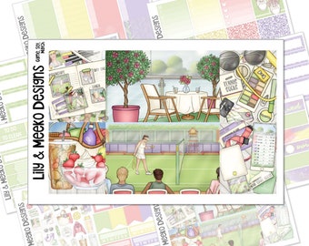 Tennis | Planner Sticker Kit Weekly Vertical | For use in Erin Condren Life Planner, A5 Wide, MAMBI Happy Planner | Full Box wimbledon us