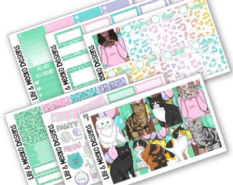 Cat Pawty | Vertical Planner Michaels Recollections White Space Hobonichi Techo PP Weeks Happy Planner 1.5&quot;