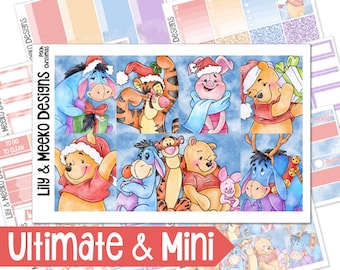 Pooh Christmas | Disney Mickey Planner Sticker Kit Weekly Vertical | For use in Erin Condren Life Planner, A5Wide A5W, Happy Planner Winnie