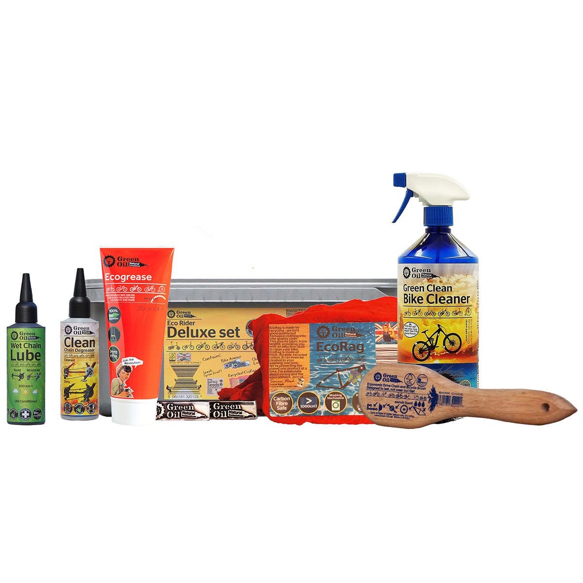 Green Oil Ecorider Deluxe Set Bicycle Cleaner and Lubrication Set 100 Biodegradable High