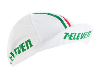Gorra de ciclismo vintage con logo de 7-Eleven / Gorra retro para bicicleta de carretera / Se ajusta debajo del casco / Hecha en Italia