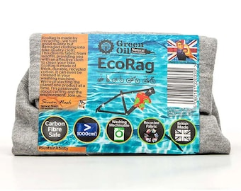 Green Oil EcoRag Bike Cleaning Cloth | Recycled Bicycle Frame Cleaning Rag | Carbon Fiber Safe Eco-Friendly Bike Wash Cloth