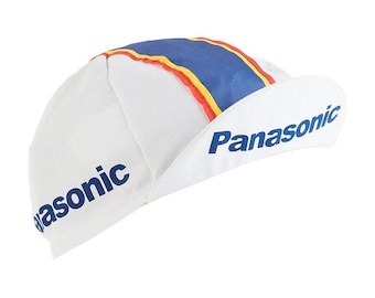 Gorra de ciclismo vintage Panasonic con logo vintage / Gorra retro para bicicleta de carretera / Se ajusta debajo del casco / Hecha en Italia