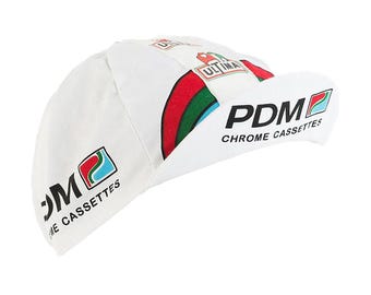 Gorra de ciclismo vintage con logo PDM / Gorra retro para bicicleta de carretera / Se ajusta debajo del casco / Hecha en Italia
