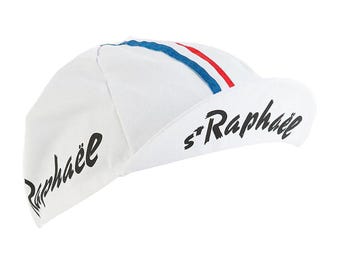 Vintage Cycling Cap St. Raphael Logo | Retro Road Bike Hat | Fits Under Helmet | Made in Italy | White Orange Cyclist Gift