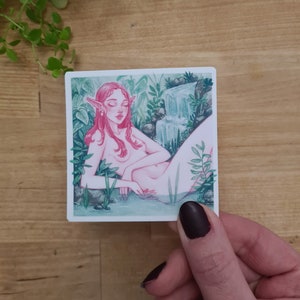 Libra Sálvia | Adesivo de vinil, adesivos ilustrados, adesivos de arte, adesivos de planejador, elfo de fantasia, adesivo fosco, adesivo de vida vegetal, relaxante