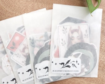Oopsie Sticker Bag | Misprinted Sticker Set, Assortment of Imperfect Stickers, Illustrated Stickers, Vinyl Art Stickers