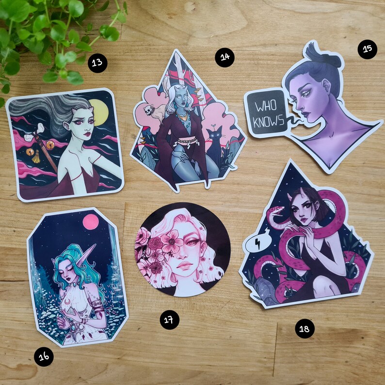 STICKER PACK Pick & Mix Matte Vinyl Stickers, Fantasy Art, Sticker Bomb, Illustrated Die Cut Stickers, Sketchbook Planner Decoration image 4