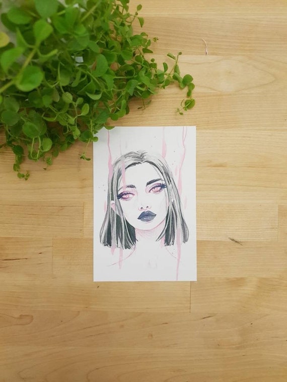 Vapor Fantasy Art Mini Art Print Aesthetic Art Watercolor Etsy