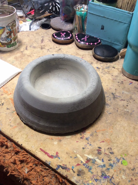 Hand Made Animal Concrete Outdoor Water Food Bowl for Cat Or Dog INCLUDES SHIPPING