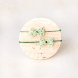 Newborn Bow Tieback Photography Props Handmade Baby Bow Baby Girl Headband Newborn Props Baby Girl Dainty Bow Lace Bow Tieback Green Props