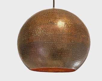 Lámpara colgante rústica de cobre, lámpara colgante de cobre envejecido