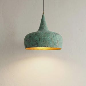 Handmade Aged Copper Pendant Light, Moroccan Artisan Farmhouse Kitchen Island Lighting