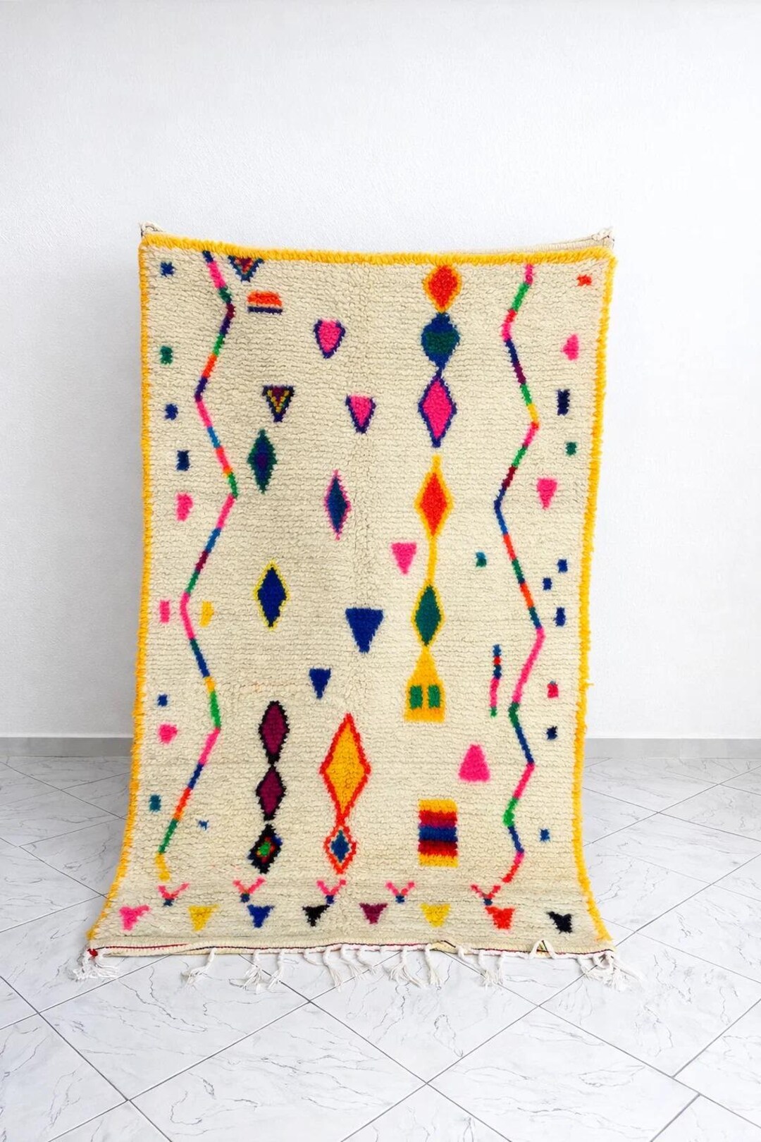 Handmade Azilal Wool Rug 8x4, Colorful Berber Design - Etsy
