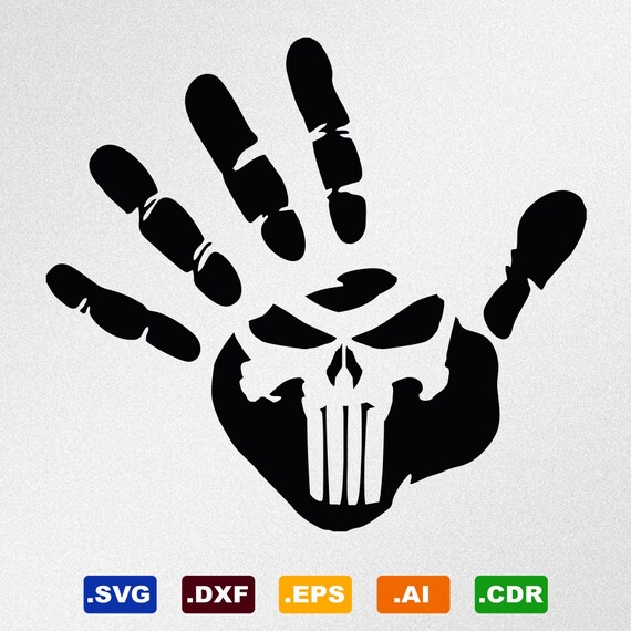 Download Hand Print Punisher Skull Svg Dxf Eps Ai Cdr Vector Files ...