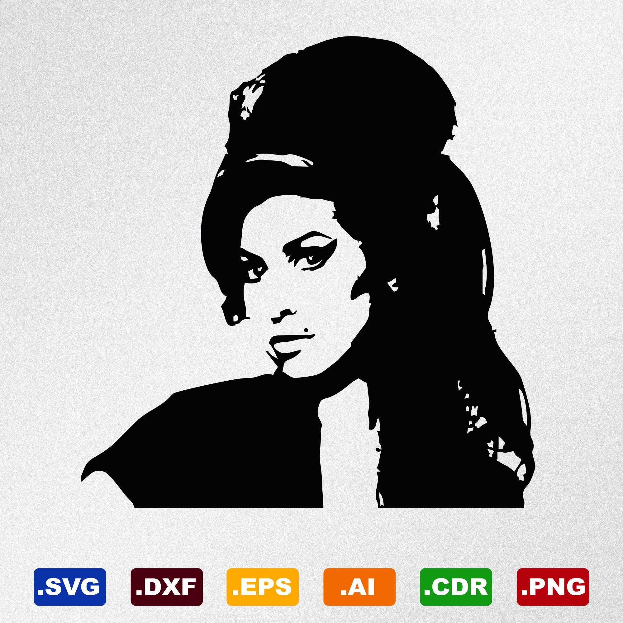 Amy Winehouse Portrait Svg Dxf Eps Ai Cdr Vector Files for | Etsy