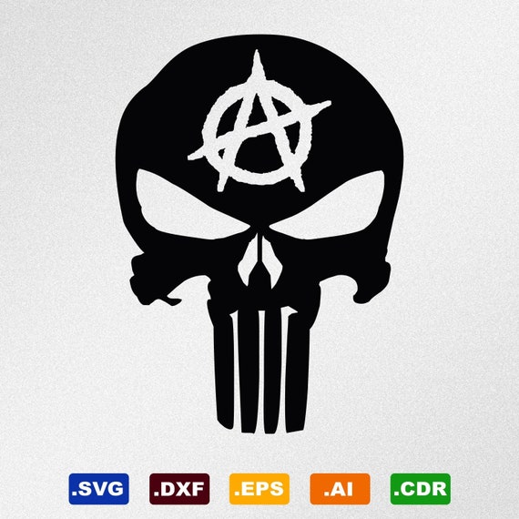 punisher skull anarchy svg dxf eps ai cdr vector files for etsy etsy
