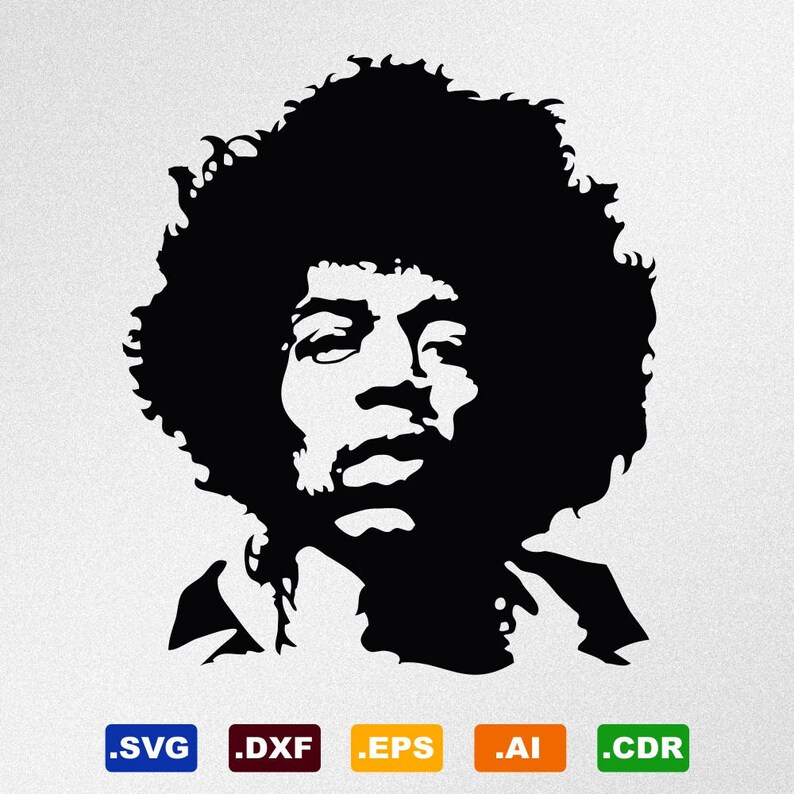 Download Jimi Hendrix Portrait Svg Dxf Eps Ai Cdr Vector Files for ...