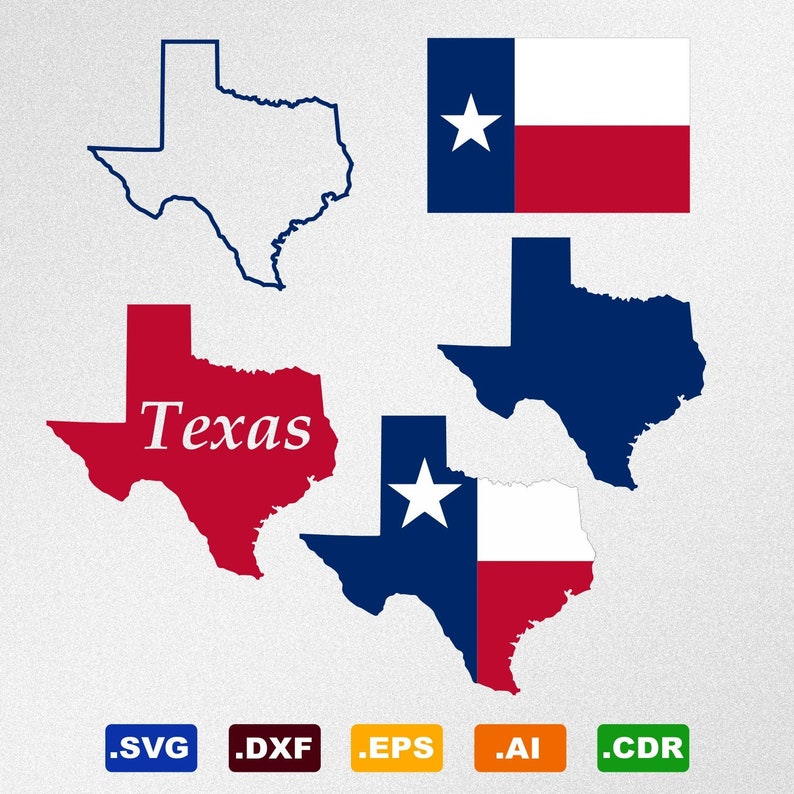 Download Texas Map Flag Svg Dxf Eps Ai Cdr Vector Files for | Etsy