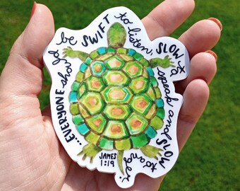 Turtle Sticker Clear Christian Sticker Turtle Vinyl Sticker Bible Verse Turtle Clear sticker