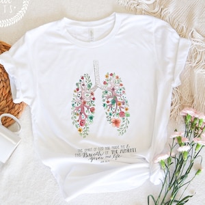 Floral Lungs T-shirt: Christian Bible Verse, Lung Cancer Support