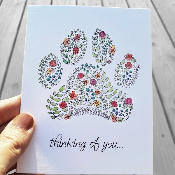 Dog Sympathy Card Pet Memorial Gift Thinking of You Card Paw print Note Card Pet Loss Card Rainbow Bridge Card Paw Print Greeting Card Dog