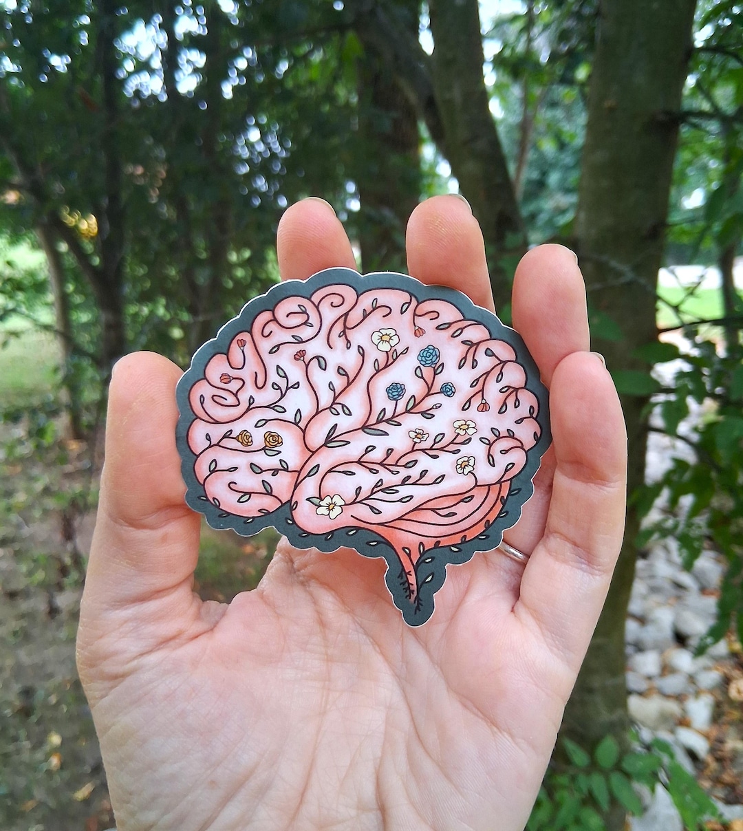 Floral Brain Vinyl Sticker: Botanical Mental Health Art - Etsy