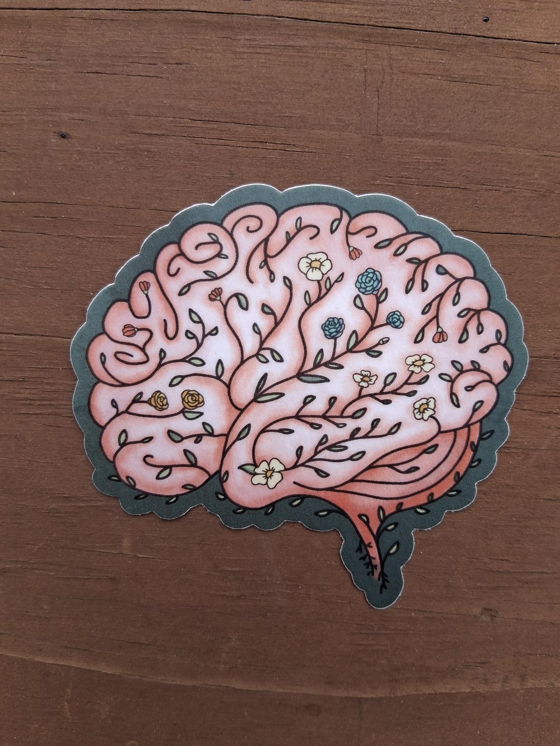 Floral Brain Vinyl Sticker: Botanical Mental Health Art - Etsy